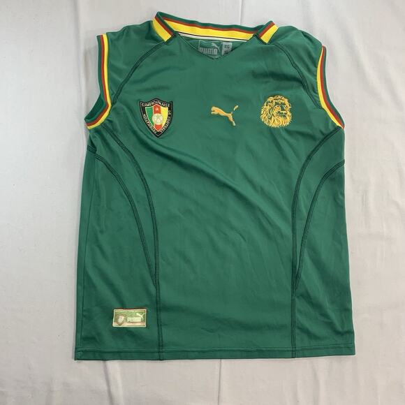Cameroon 2002 Puma Home Shirt Kit Jersey Sleveless Size XL - Picture 1 of 8